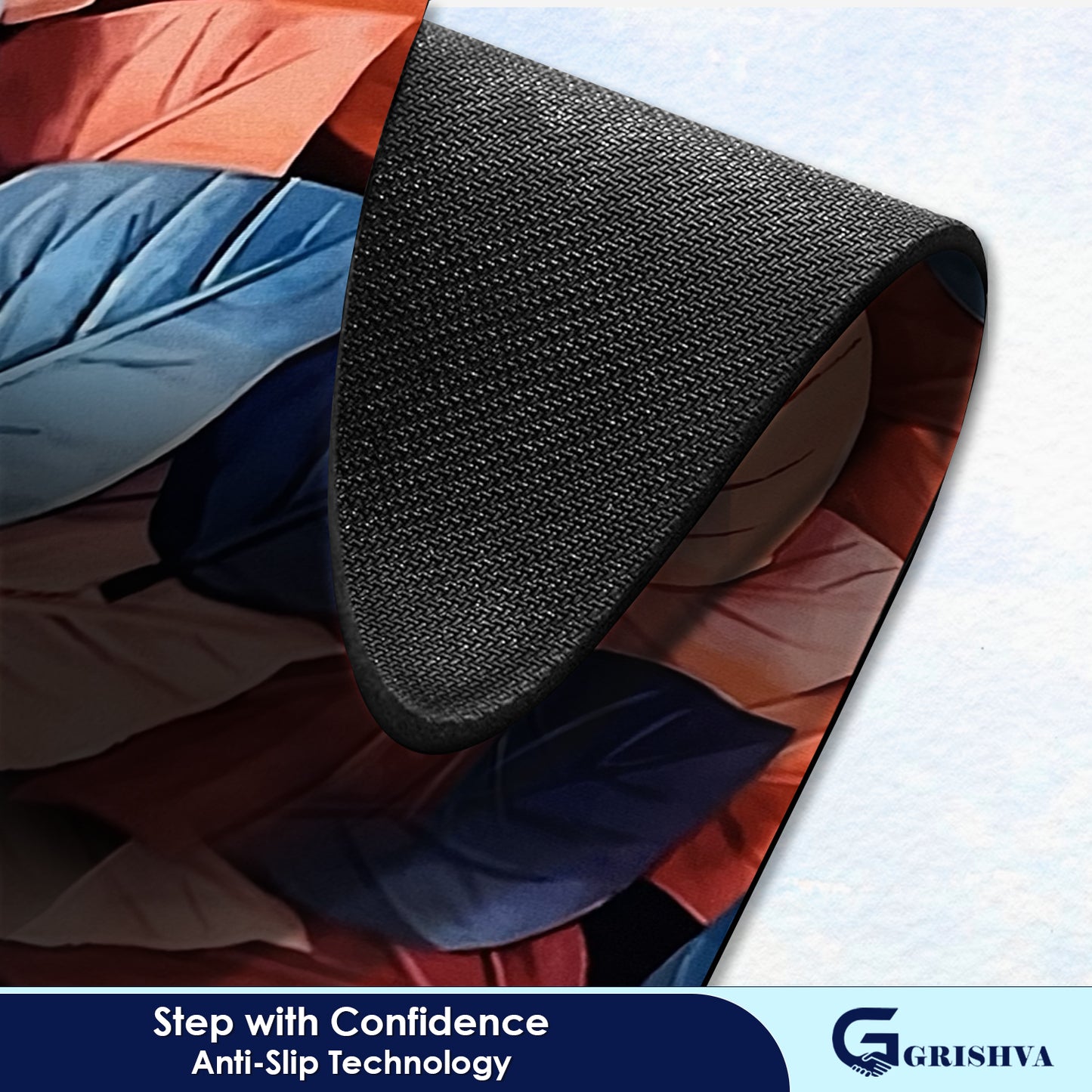 Grishva Premium Anti-Skid 3D  Pink Leaf  Bath Mat – Soft, Water-Absorbent & Durable Design