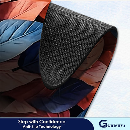 Grishva Premium Anti-Skid 3D  Pink Leaf  Bath Mat – Soft, Water-Absorbent & Durable Design